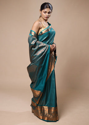 Green Kanjivaram Silk Saree With Blouse Piece