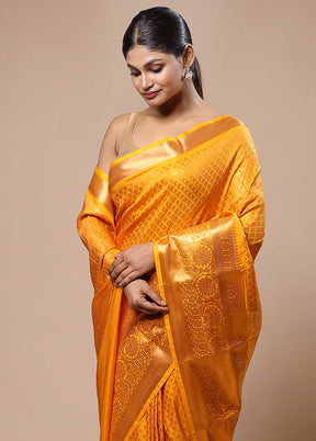 Yellow Kanjivaram Silk Saree With Blouse Piece