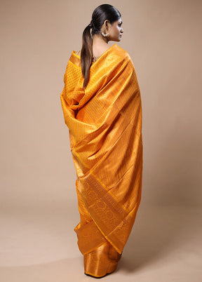 Yellow Kanjivaram Silk Saree With Blouse Piece