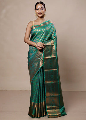 Green Kanjivaram Silk Saree With Blouse Piece