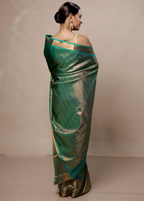 Green Kanjivaram Silk Saree With Blouse Piece