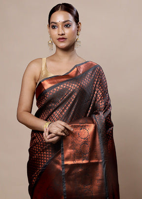 Black Kanjivaram Silk Saree With Blouse Piece