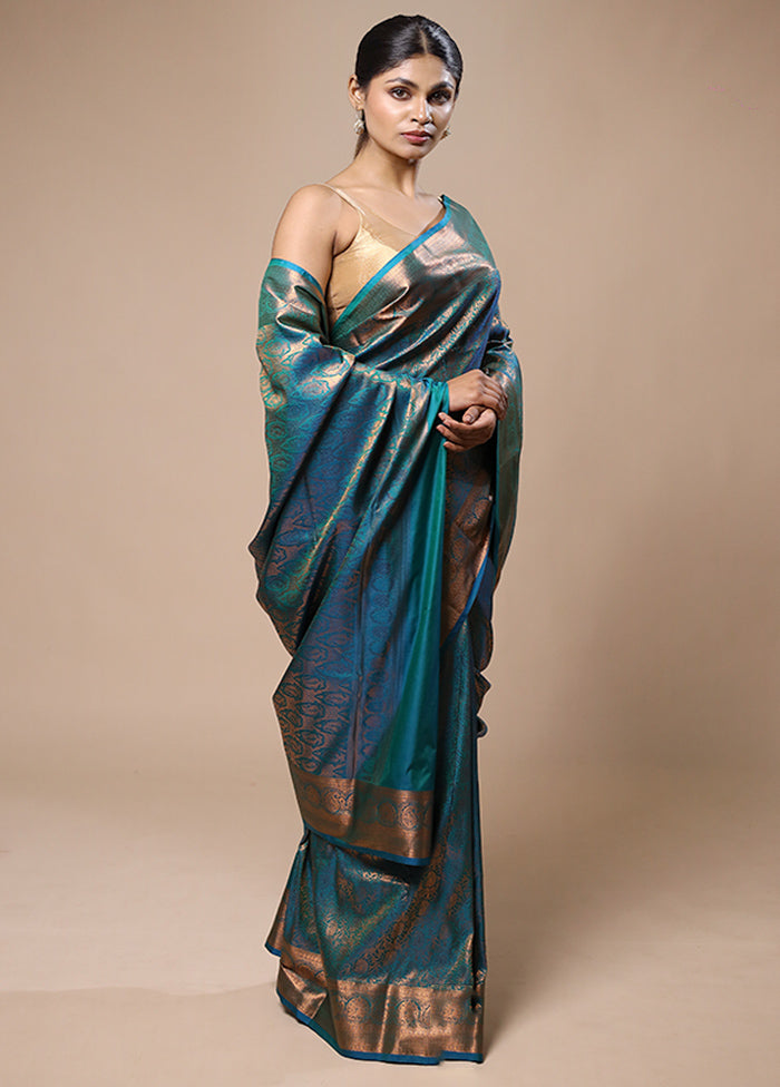 Green Kanjivaram Silk Saree With Blouse Piece