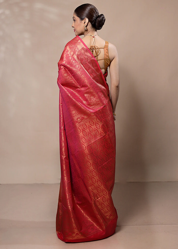 Red Kanjivaram Silk Saree With Blouse Piece