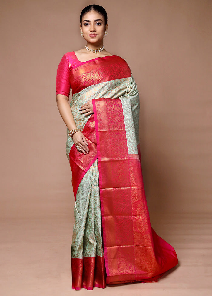 Green Kanjivaram Silk Saree With Blouse Piece