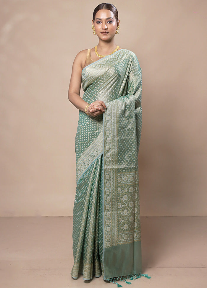 Green Tissue Silk Saree With Blouse Piece