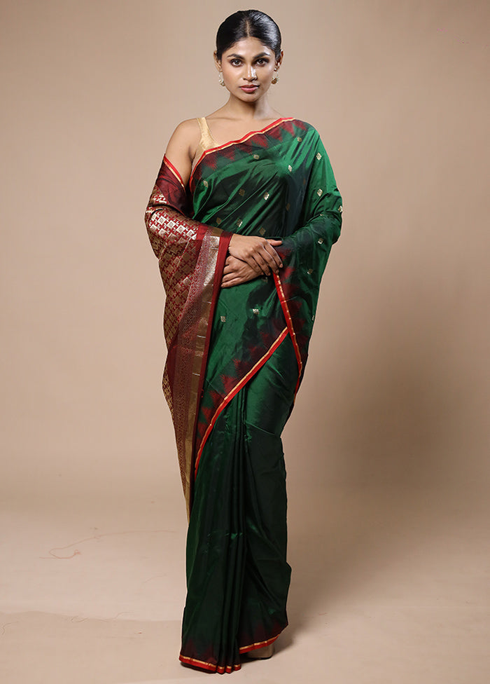 Green Kanjivaram Silk Saree With Blouse Piece