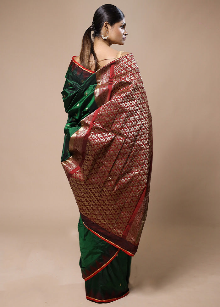 Green Kanjivaram Silk Saree With Blouse Piece