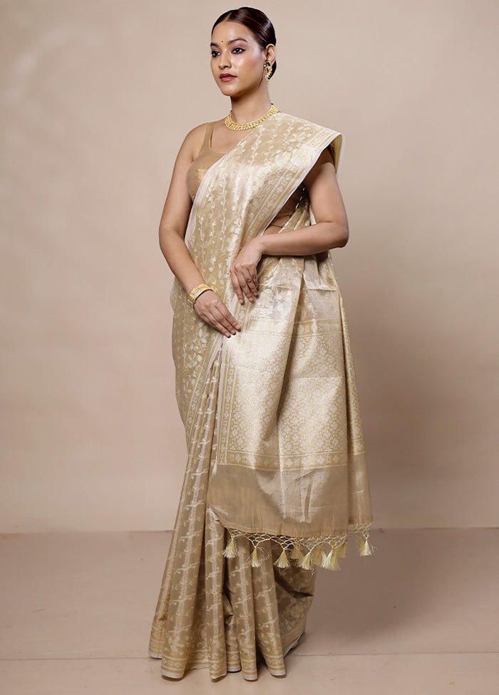 Golden Tissue Silk Saree With Blouse Piece