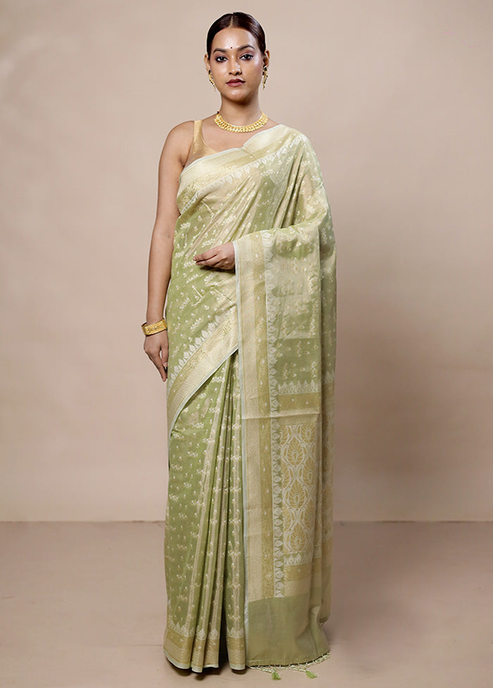 Green Tissue Silk Saree With Blouse Piece