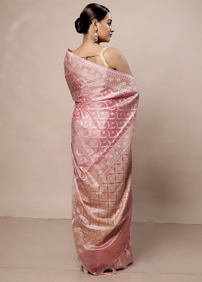 Pink Tissue Silk Saree With Blouse Piece