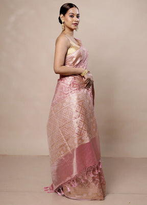 Pink Tissue Silk Saree With Blouse Piece