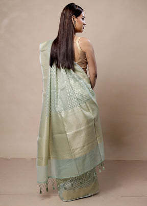 Green Kora Silk Saree With Blouse Piece