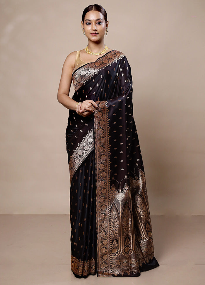 Wine Banarasi Silk Saree With Blouse Piece