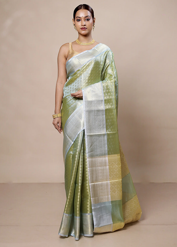 Green Tissue Silk Saree With Blouse Piece