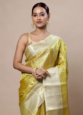 Yellow Tissue Silk Saree With Blouse Piece