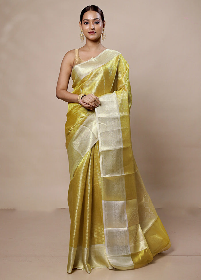 Yellow Tissue Silk Saree With Blouse Piece