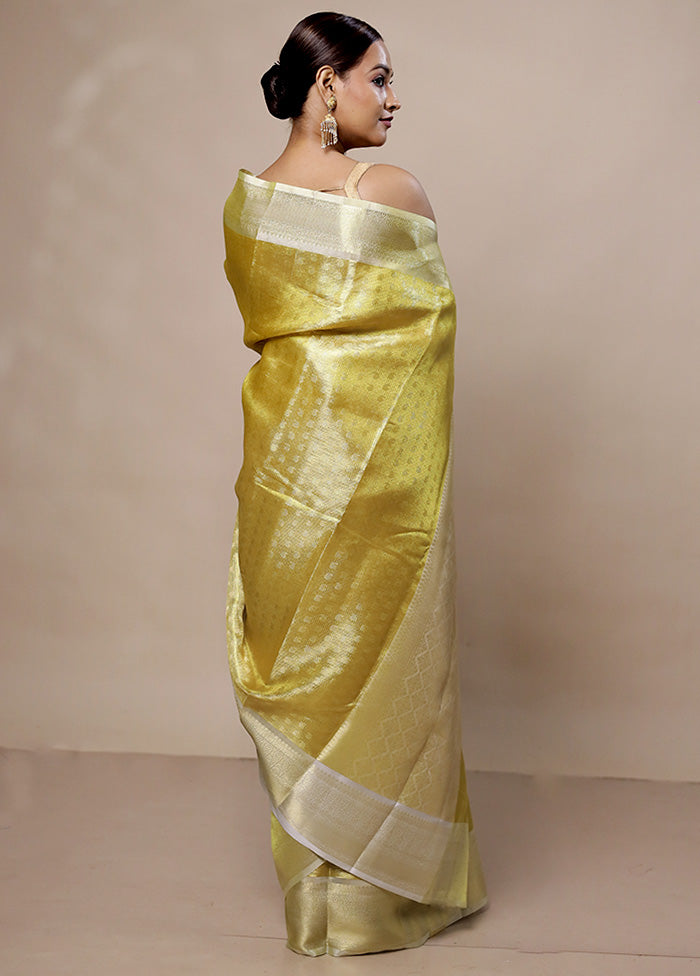 Yellow Tissue Silk Saree With Blouse Piece