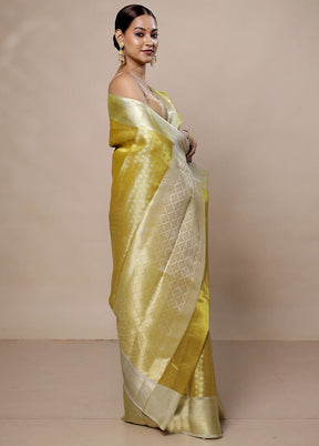 Yellow Tissue Silk Saree With Blouse Piece