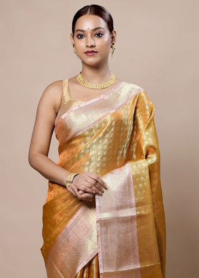 Golden Tissue Silk Saree With Blouse Piece