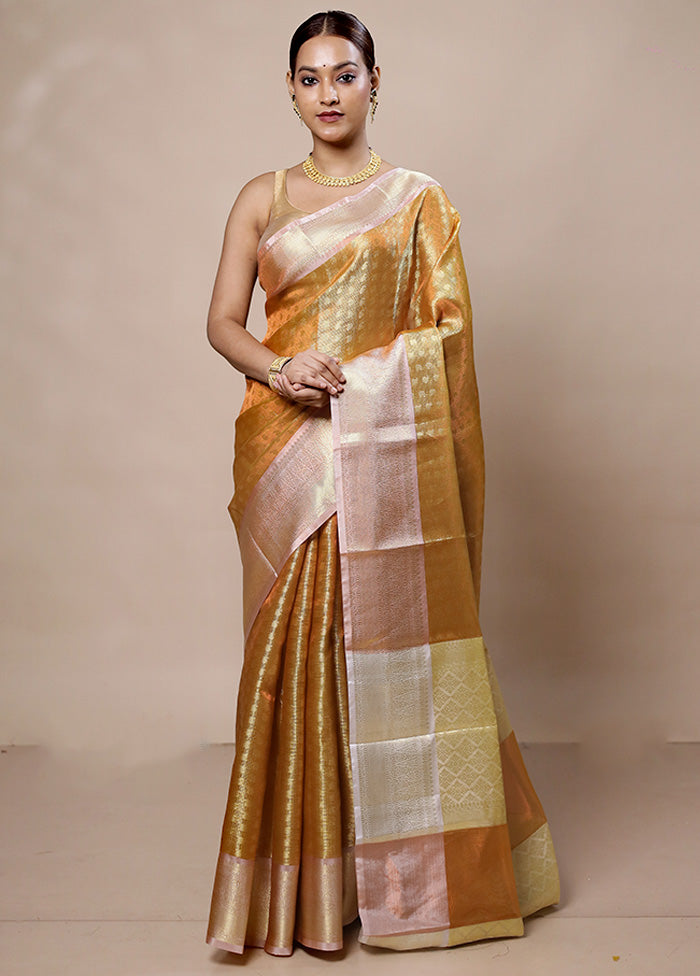 Golden Tissue Silk Saree With Blouse Piece