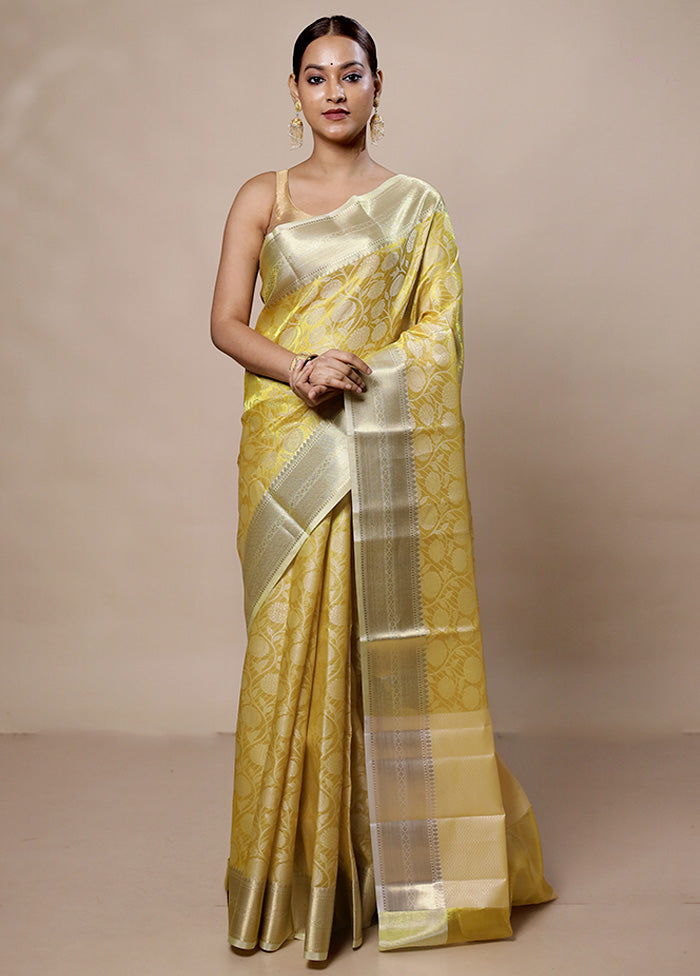 Yellow Tissue Silk Saree With Blouse Piece