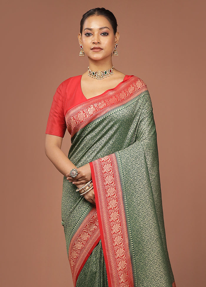 Green Georgette Saree With Blouse Piece