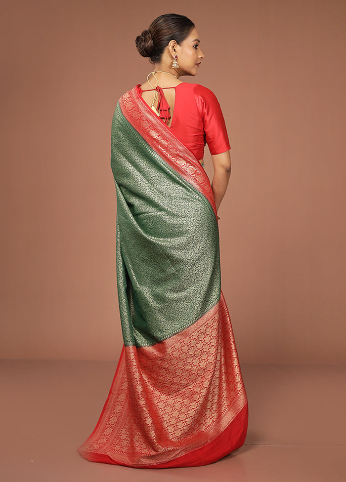 Green Georgette Saree With Blouse Piece