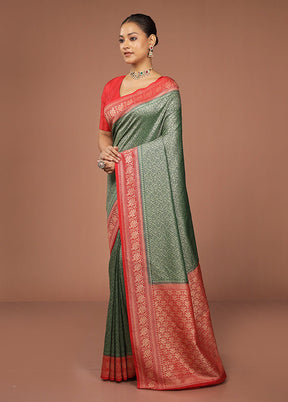 Green Georgette Saree With Blouse Piece