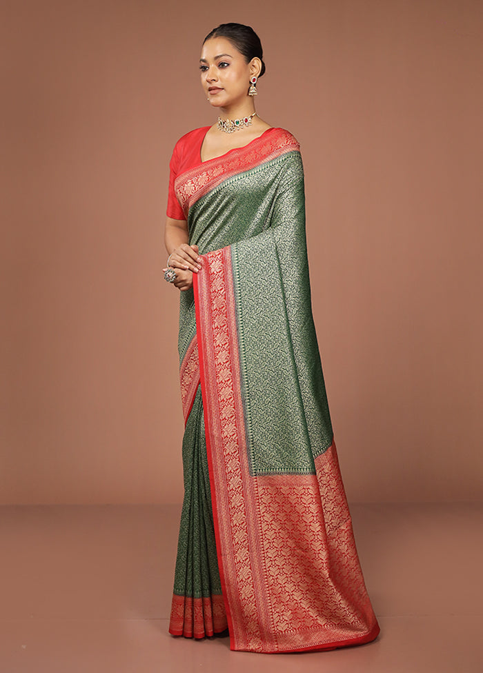 Green Georgette Saree With Blouse Piece