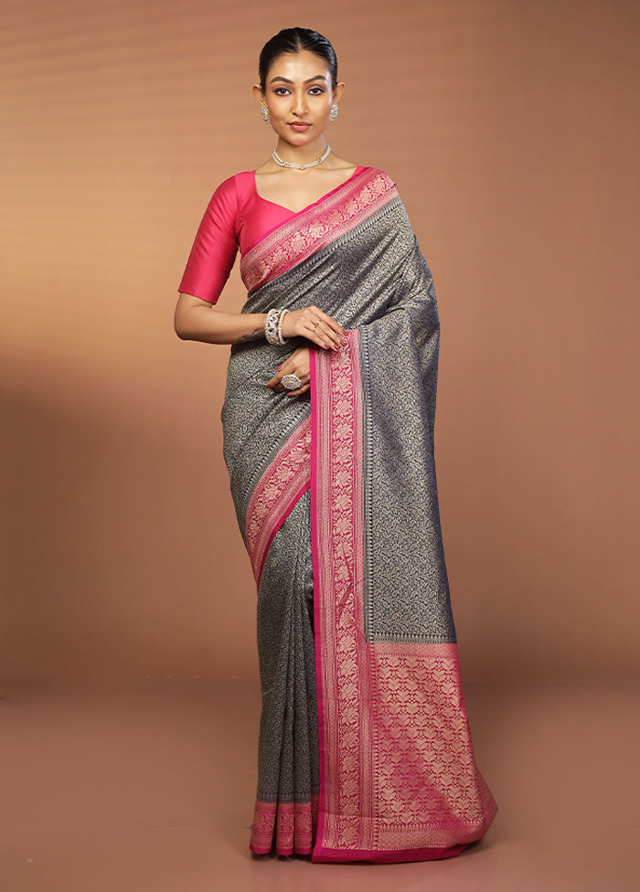 Blue Georgette Saree With Blouse Piece