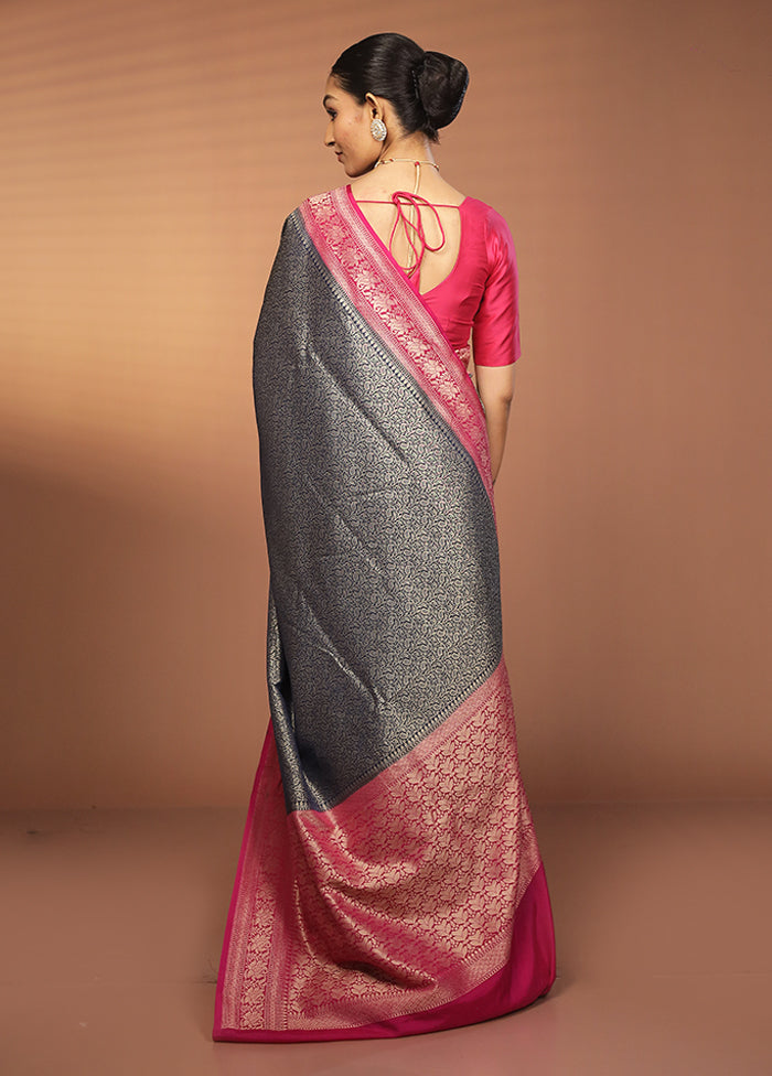 Blue Georgette Saree With Blouse Piece