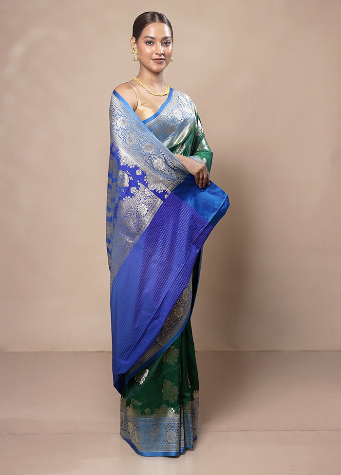 Green Katan Silk Saree With Blouse Piece