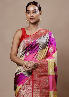 Yellow Handloom Katan Pure Silk Saree With Blouse Piece