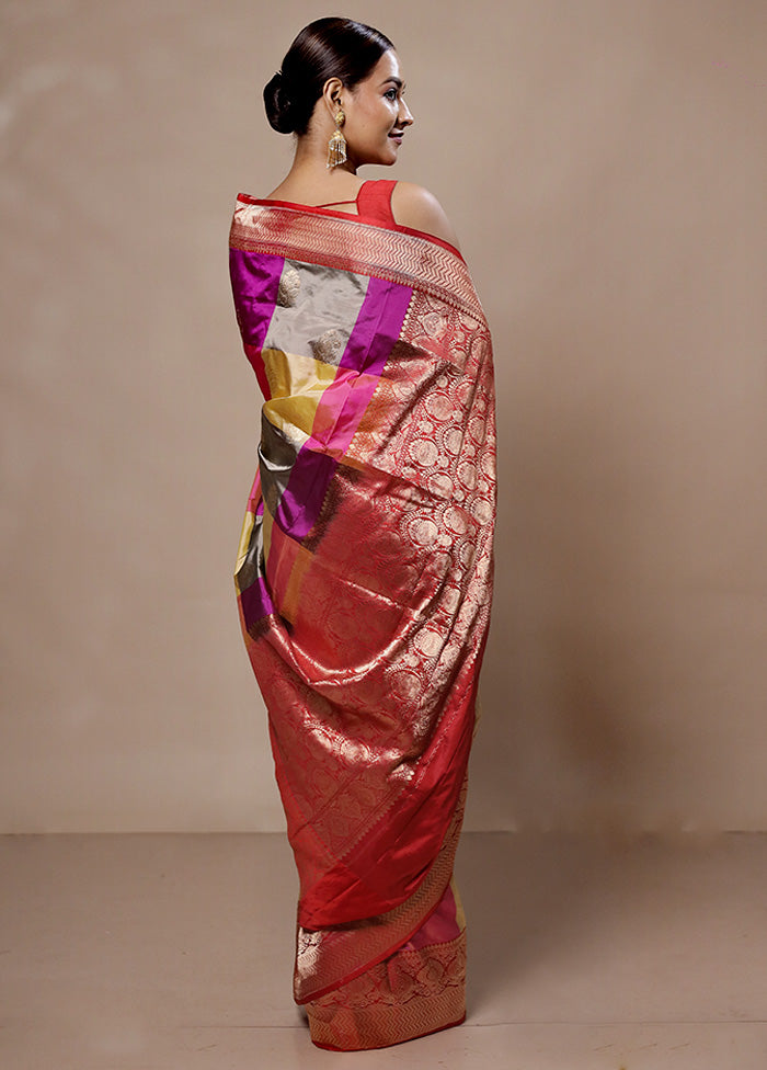 Yellow Handloom Katan Pure Silk Saree With Blouse Piece