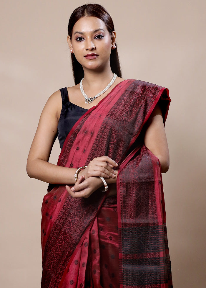 Pink Dupion Silk Saree With Blouse Piece