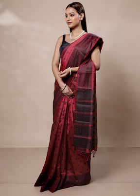 Pink Dupion Silk Saree With Blouse Piece