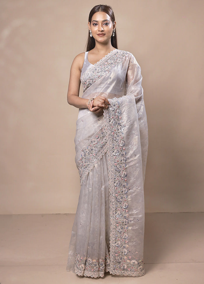 off white Silk Saree With Blouse Piece