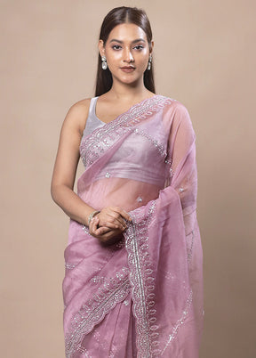 Pink Silk Saree With Blouse Piece