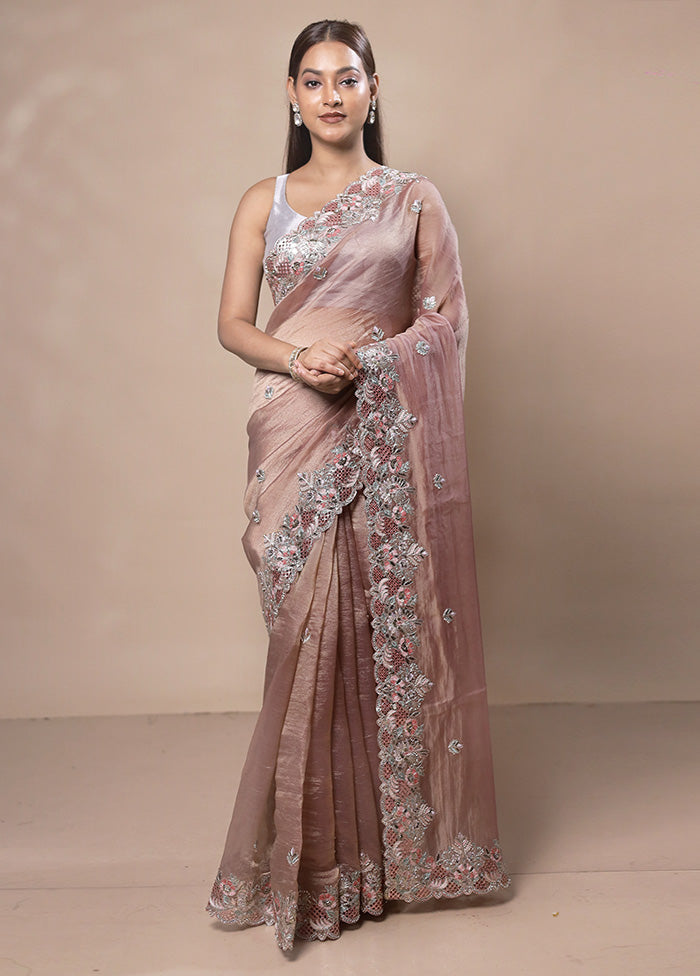 Peach Silk Saree With Blouse Piece