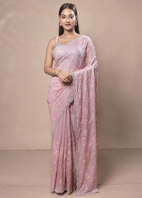 Pink Silk Saree With Blouse Piece