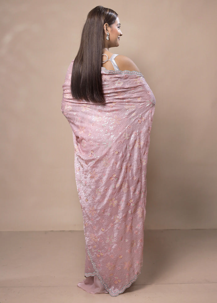 Pink Silk Saree With Blouse Piece