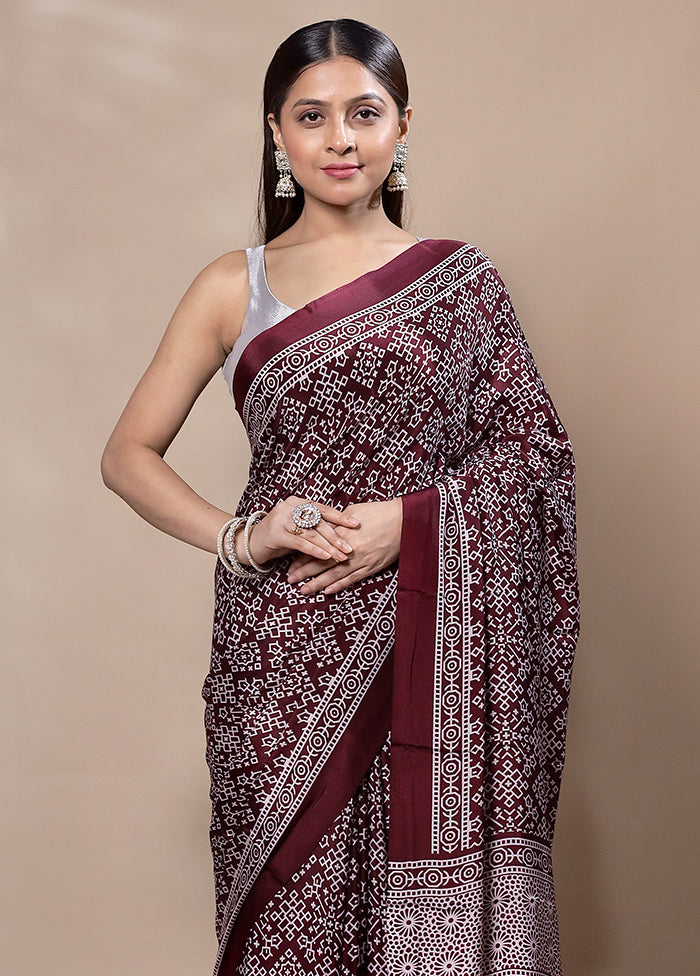 Maroon Modal Silk Saree Without Blouse Piece