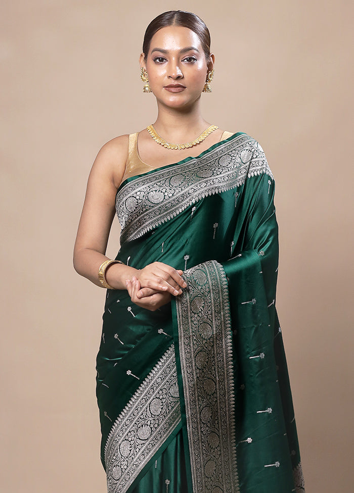 Green Katan Silk Saree With Blouse Piece