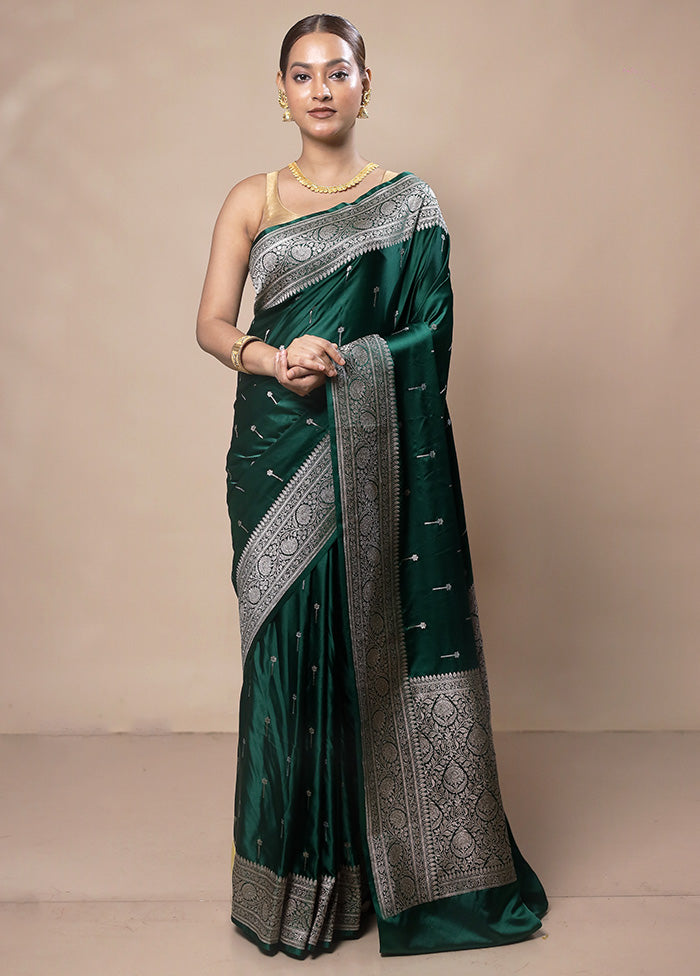 Green Katan Silk Saree With Blouse Piece