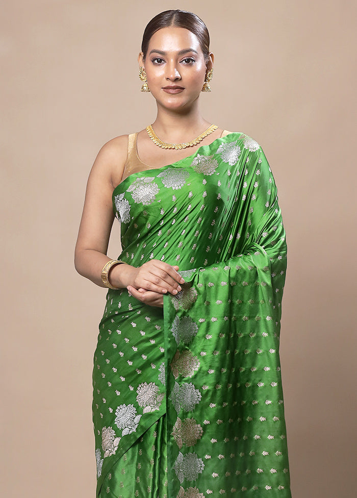 Green Katan Silk Saree With Blouse Piece