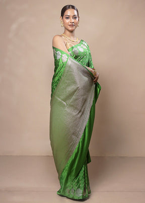 Green Katan Silk Saree With Blouse Piece