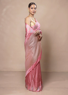 Pink Katan Silk Saree With Blouse Piece