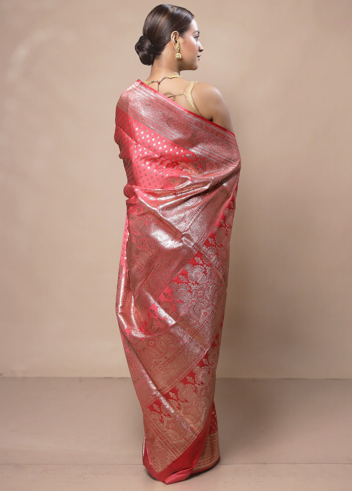 Red Banarasi Silk Saree With Blouse Piece