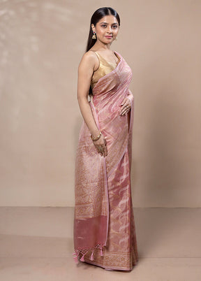 Pink Tissue Silk Saree With Blouse Piece